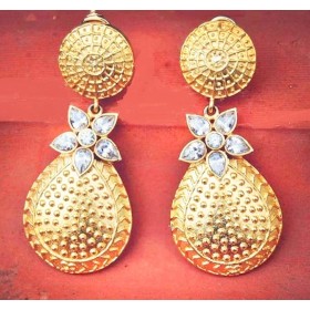 Kundan Gold Foil Etched Earrings 